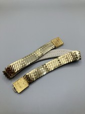 Vintage 1970s Fish Scale Stretch Belt in Gold Tone Metal 23.5 Inches