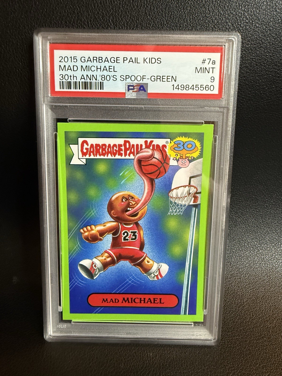 Jumpin Jordan & Mad Michael Sequential Green Variation Garbage Pail Kids PSA 9! view 3