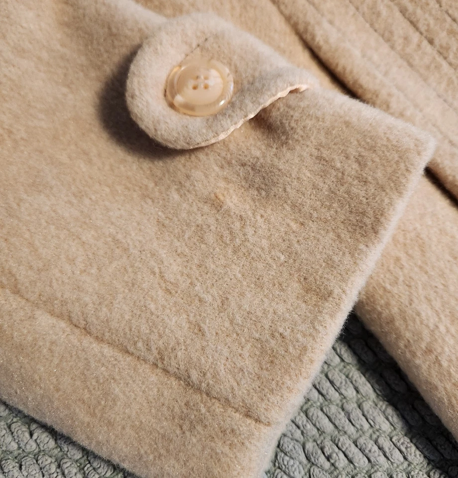 Винтажный ADGR женщины Союза сделано меха отделки шерсти женщин длинное пальто одиночный стежок - Изображение 3 из 4