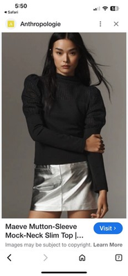 #ad Anthropology Black Mockneck Top. Brand New with Tags Never Worn. Size Small $50.00