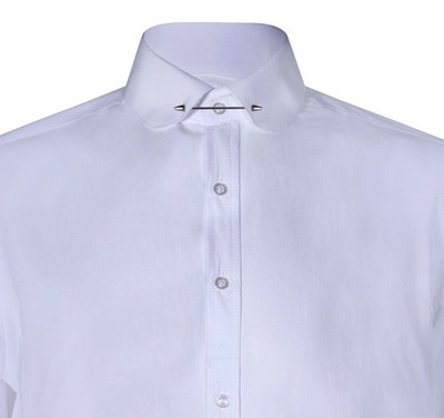 white club collar dress shirt Semi-fitted White shirt