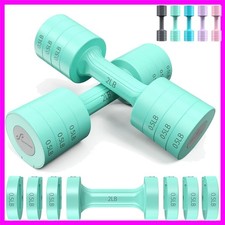 Adjustable Dumbbells Hand Weights Set: 5 lb Dumbbell Set of 2 Each 2lb Green