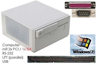 COMPUTER MS-DOS WINDOWS 98 INTEL 1.2 GHZ 256 MB ISA 2x USB RS 232 LPT LAN V8