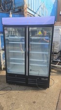 Commercial Double Glass Door Display Freezer – Upright – Shelves – Black