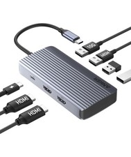 Anker 7-in-1 USB-C Hub, Dual Monitor USB C Docking Station, HDMI Gray