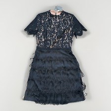 Oasis Black Lace Fringe Dress -  Size 8 - BNWT