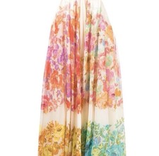 Zimmermann Multicolor Floral Silk Chiffon Long Maxi Dress Size 2 Regular