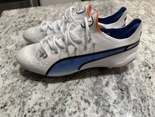 Puma King Ultimate Women Size 10 FG/AG Soccer Cleats 107262-01 White Blue Shoes