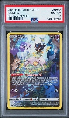 Pokémon Mew TCG Ultra Rare Full Art Galarian Gallery Crown Zenith GG10 PSA 8