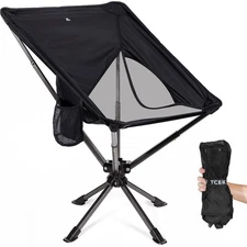 TCEK Swivel Portable Chair, Compact Folding Chair for Camping, Travel, Hiking