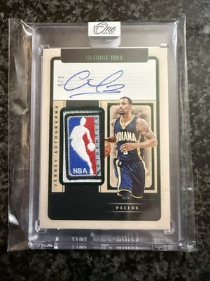 2024-25 Panini One And One George Hill Jersey Auto Patch NBA Logoman Green #1/5