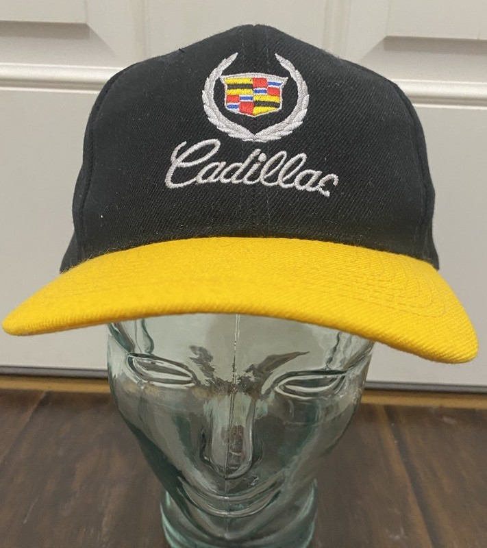 Otto Cadillac Logo Hat Black And Yellow Adjust Cap