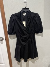 Anthropologie The Korner Black Little Black Dress Button Detail Size Small NWT