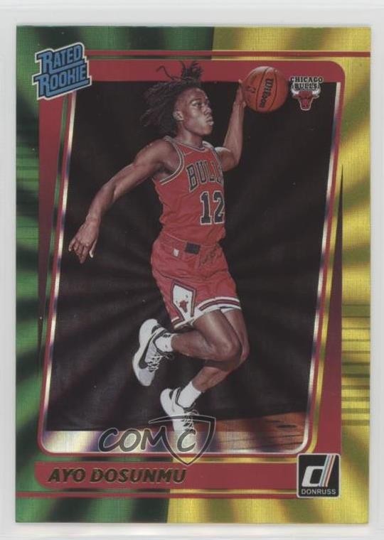 2021 Panini Donruss Rated Rookie Holo Green & Yellow Laser Ayo Dosunmu #221 19rf