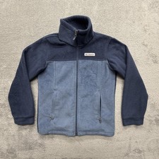 Columbia Jacket Youth Small Blue Fleece Full Zip Collared Pockets