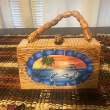 vintage wooden mini handbag