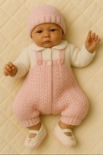 BABY KNIT KNITTING PATTERN ONLY PINK DUNGAREES TOP BOOTS HAT NEWBORN - 1Y