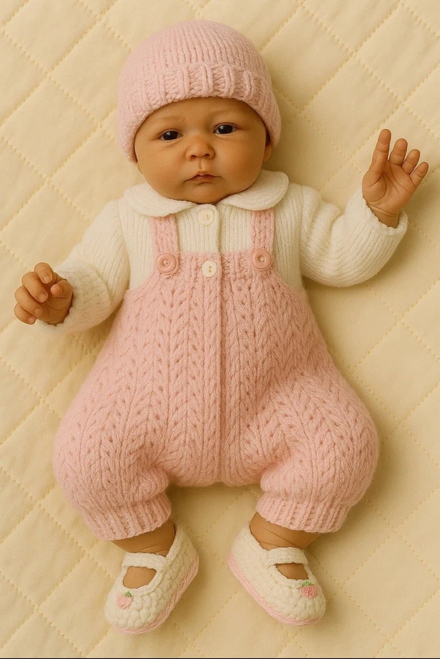 CLAIRE'S BABY & DOLL HANDKNIT DESIGNS BABY KNIT KNITTING PATTERN ONLY PINK DUNGAREES TOP BOOTS HAT NEWBORN - 1Y