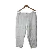 Eileen Fisher White Cargo Ankle Pants Organic Linen L 2198