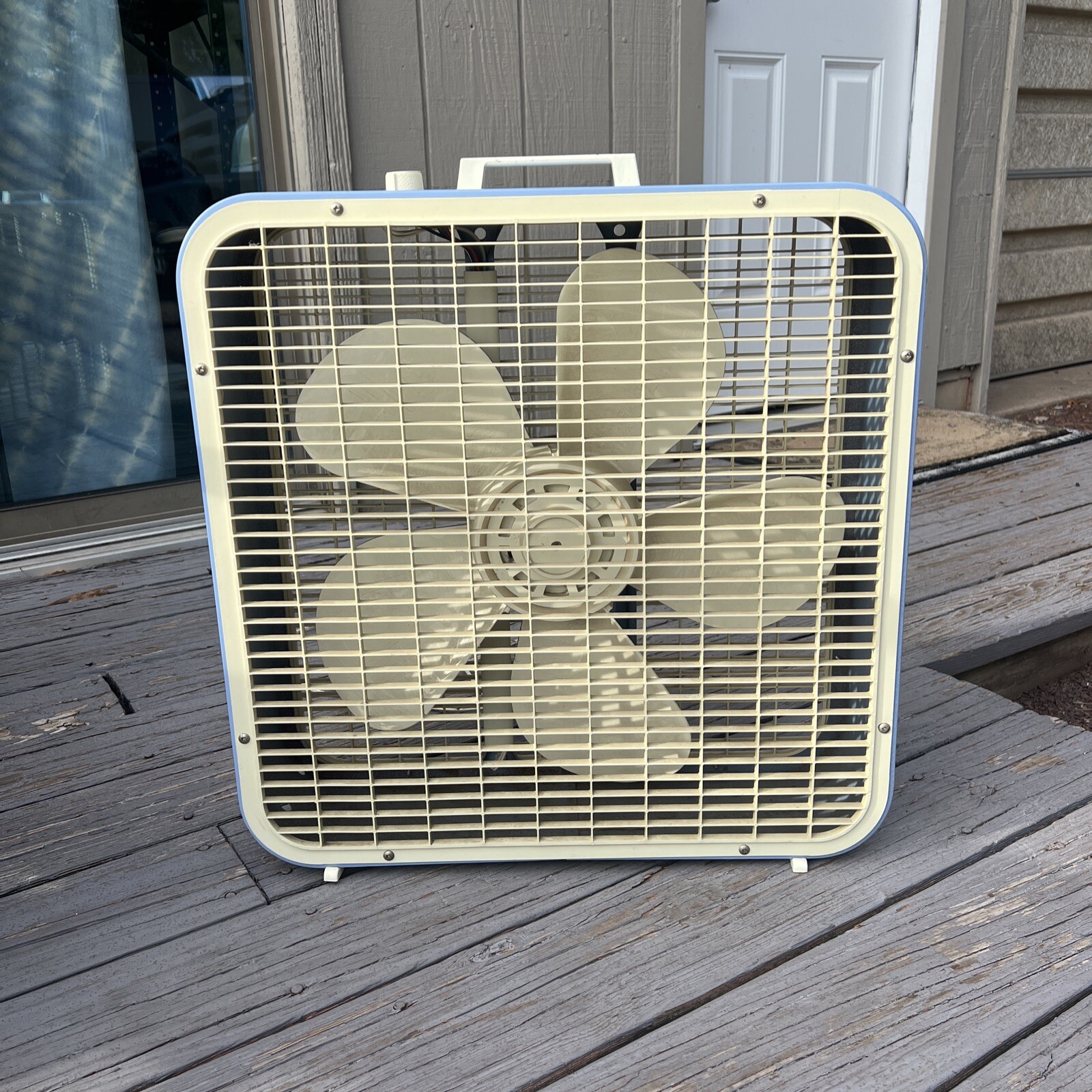 Vtg Kmart 22” Metal 5-Blade 3-speed Box Fan 209047 Robin Egg Blue WORKS GREAT