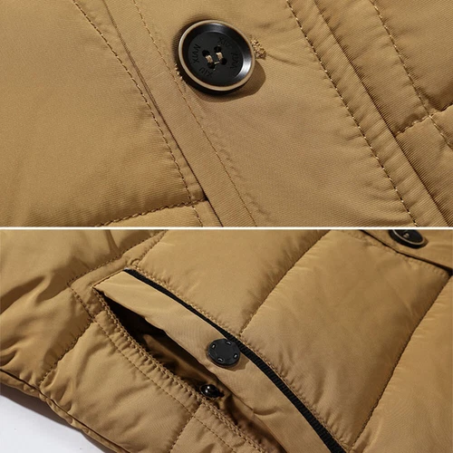 Men's Winter Warm Fur Collar Hooded Long Coat Jacket Parka Outwear Ski Snow Soft - Bild 5 von 22