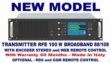 Broadcast Professional 100w FM stereo Transmitter Wide Band 88 108 Mhz - NEW