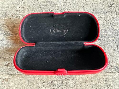 Disney Eyeglasses Case Hard Shell Red Plastic Travel Carrier Felt Lined Youth - Picture 3 of 3