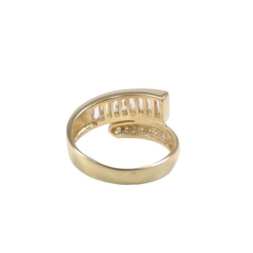Solid Yellow Gold Clear CZ Wrap Ring Size 7.25 - Picture 4 of 6