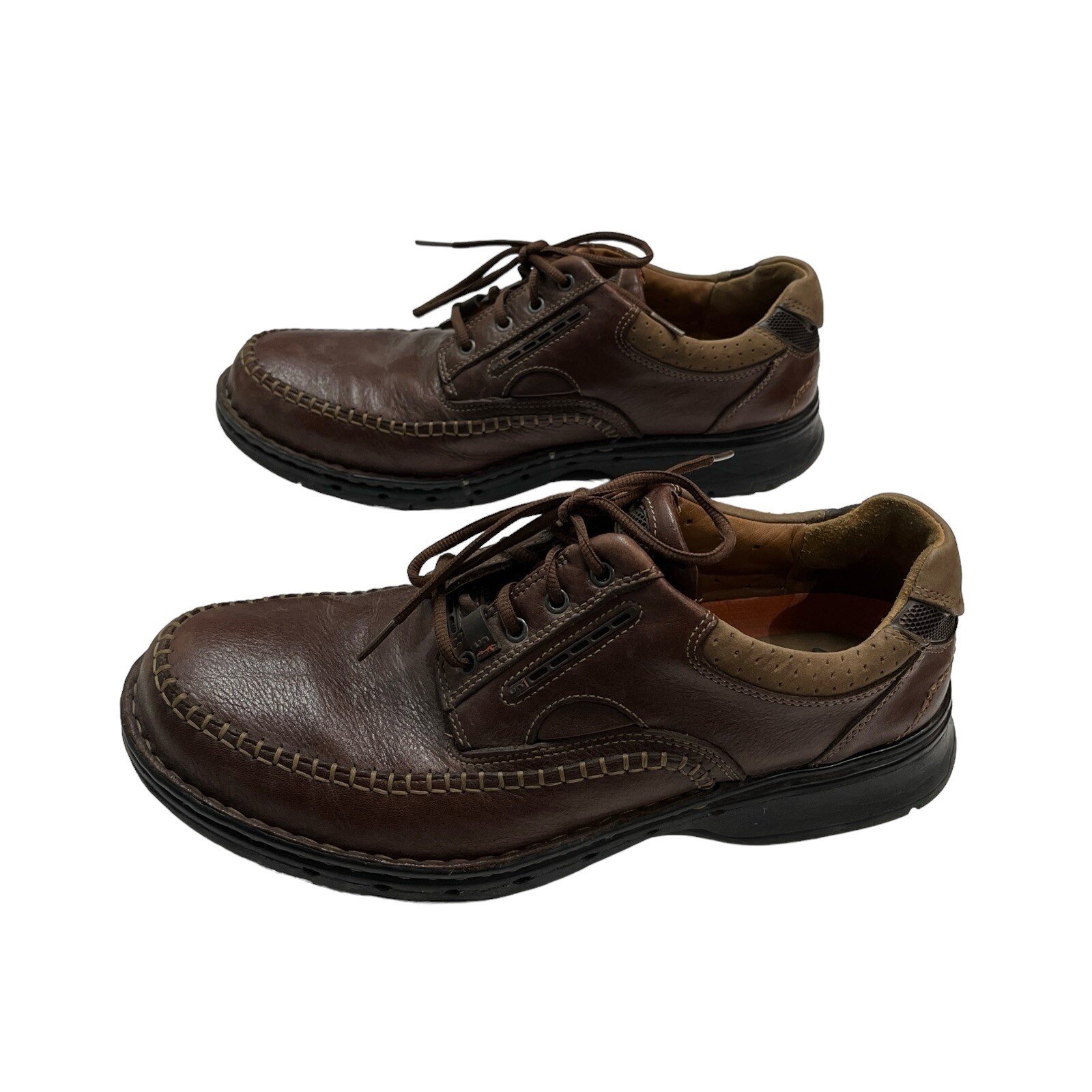 Clarks Mens Brown Leather Chunky Sole Lace Up Loafers Size 12 Y2K Comfort Casual-image