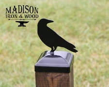 Raven Fence Post Cap for 4x4 fence post, Post End Cap, Crow Bird Fence Decor