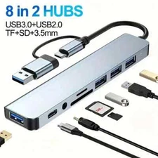 8In2 SB HUB With Splitter Card Reader, USB C Port, USB 3.0 / 2.0, SD/TF Splitter