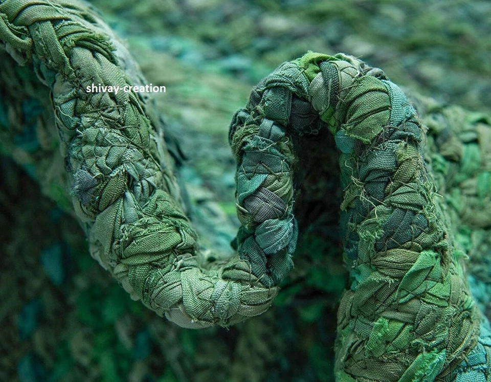 Alfombra Corredor 100% Algodón Natural Trenzado 2.6x6 Pies Hecha a Mano Alfombra de Trapo Reversible Foto 3 de 4