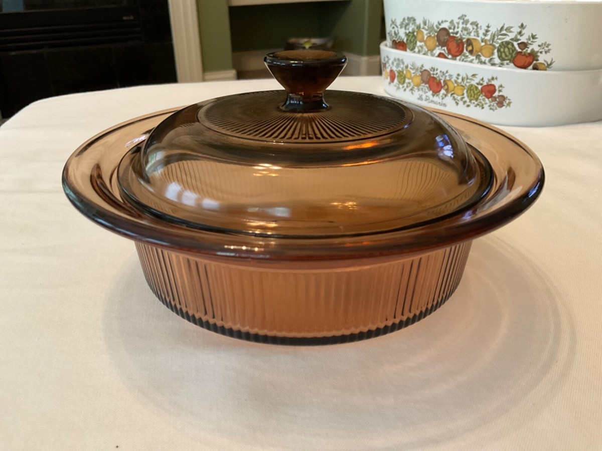 Corning Ware Vision 1Qt 1L V-31-B Cranberry Ribbed Glass  CorningWare visions main image 2