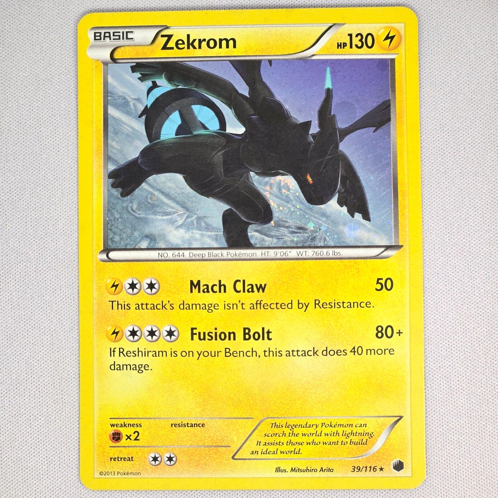 Zekrom 39/116 Plasma Freeze Holo SWIRL Rare Pokemon Card TCG English MP