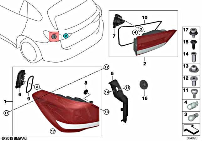Genuine BMW X1 F48 X1 28i 28iX SAV Rear Light Side Panel Led Right 