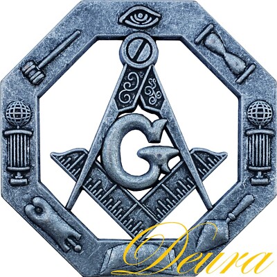 Masonic Car Emblem Master Mason Working Tools 3D Die Cut Out 3'' SILVER Antique
