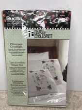 Bucilla Plaid Mary Engelbreit Stamped Cross Stitch Good Night Pillow Cases