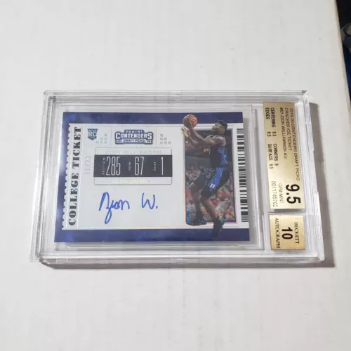 2019/20 Contenders Draft Picks Zion Williamson BGS 9.5 Cracked Ice Auto 11/23 