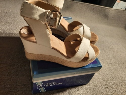 white mountain platform sandals