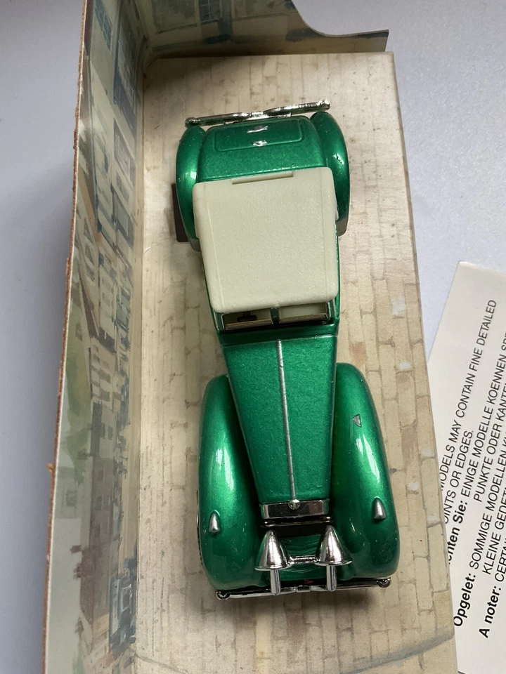 火柴盒 1990 年 YESTERYEAR 型号 1938 年 Y17A 绿色 HISPANO SUIZA 铆钉轴  — 第 3/4 张图片