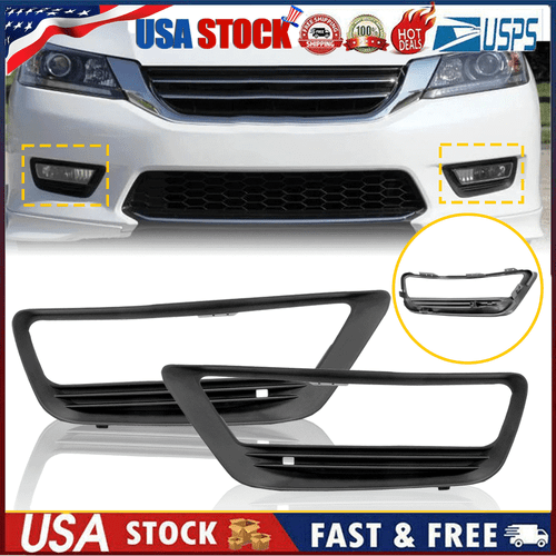 Pair Fog Light Cover Trim Bezel Fit 2013 2014 2015 Honda Accord LX EX EX-L - Picture 16 of 20