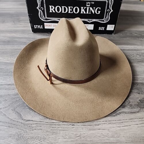 Rodeo King Cowboy Hat Short GO N15 Pecan Sz 7 1/8 4XXXX Quality Beaver - Picture 1 of 9