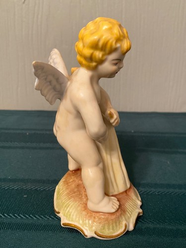 Vtg Handpainted Dresden Karl Klette Cherub With Wheat Figure Handerbeit 2040 - Picture 4 of 5