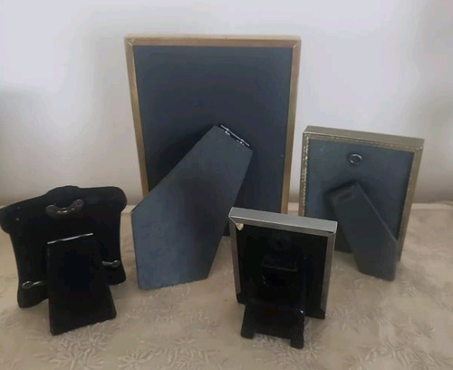 Lot of 4 Vtg Frames METAL Photo Picture 3.5"- 7" Gold & Silver Tone STANDING - Picture 2 of 6