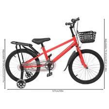 18 Inch Kids Bike Children Boys Girls Bicycle Bike Red with Training Wheels