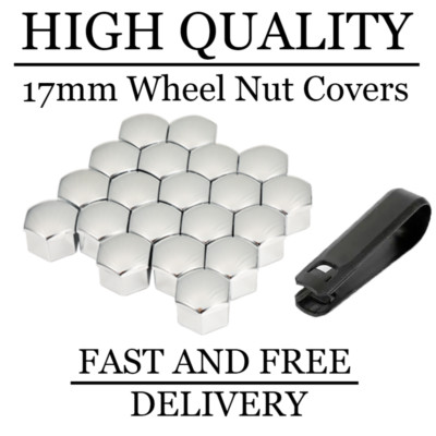 17mm Chrome Wheel Nut Bolt Covers x 20 For Vauxhall Corsa (4 Stud) [E] (2014-17)