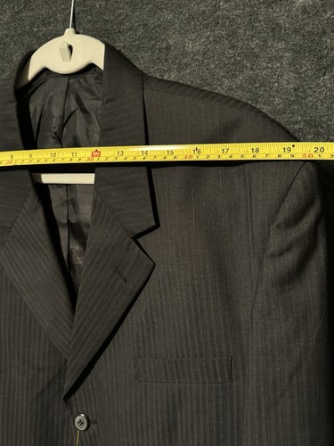 Stacy Adams suit jacket Blazer Coat sz 42L, black/dark Grey Pinstripe NWT - Picture 9 of 12