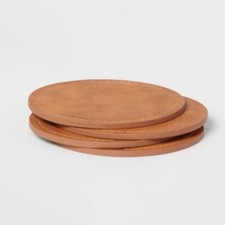 4pk Faux Leather Coasters - Threshold  : Brown Polyethylene Cup  Table