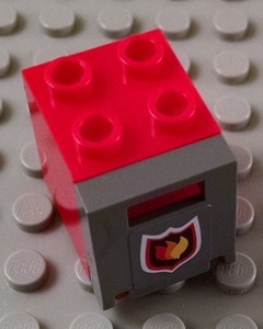 LEGO-Red-2x2x2-Container-with-Dark-Bluish-Gray-Fire-Sticker-Logo-Door