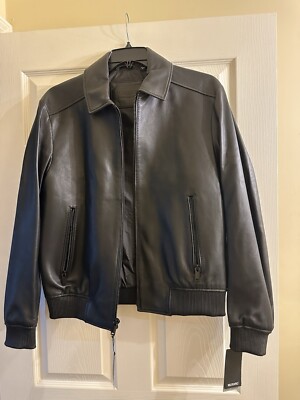 NWT Murano Black Genuine Lamb Skin Leather Jacket Men’s Large $495